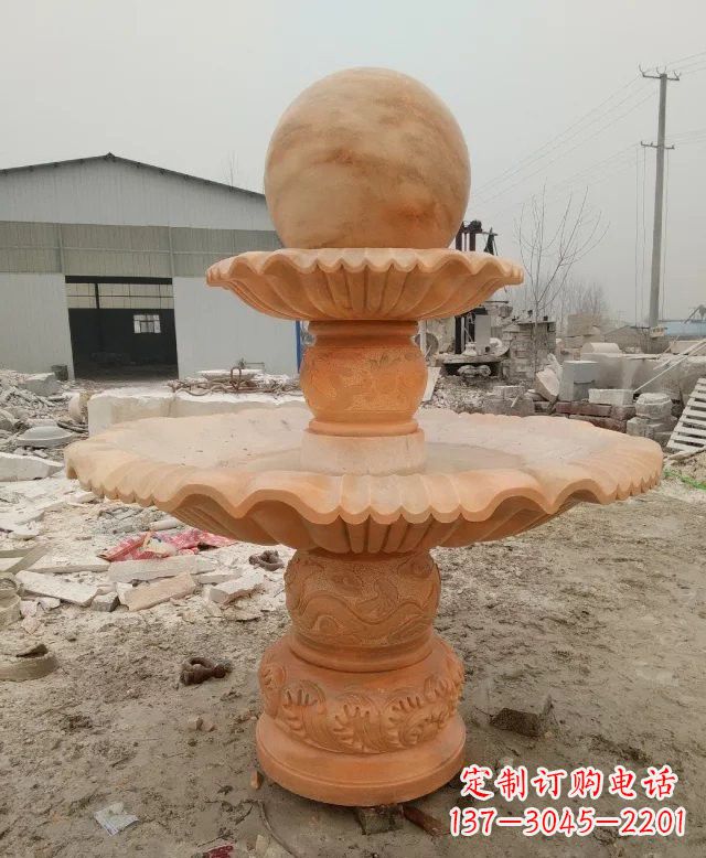 河南招财双层风水球石雕