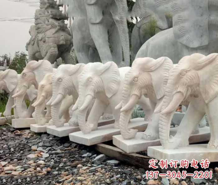 河南招财晚霞红大象石雕 (3)