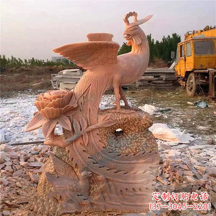 河南中国古代传说中的瑞鸟凤凰牡丹石雕