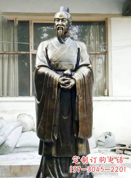 河南中国古代名医扁鹊铸铜雕像半身像