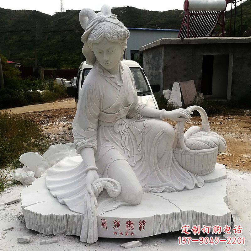 河南中国古代四大美女之西施汉白玉石雕塑