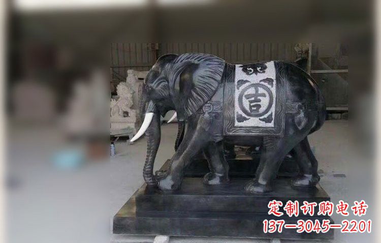 河南中国黑石材大象雕塑