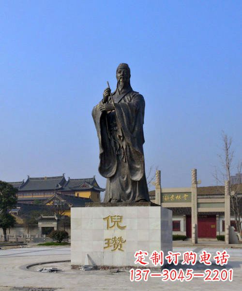 河南中国历史名人元末明初画家诗人倪瓒铜雕塑像