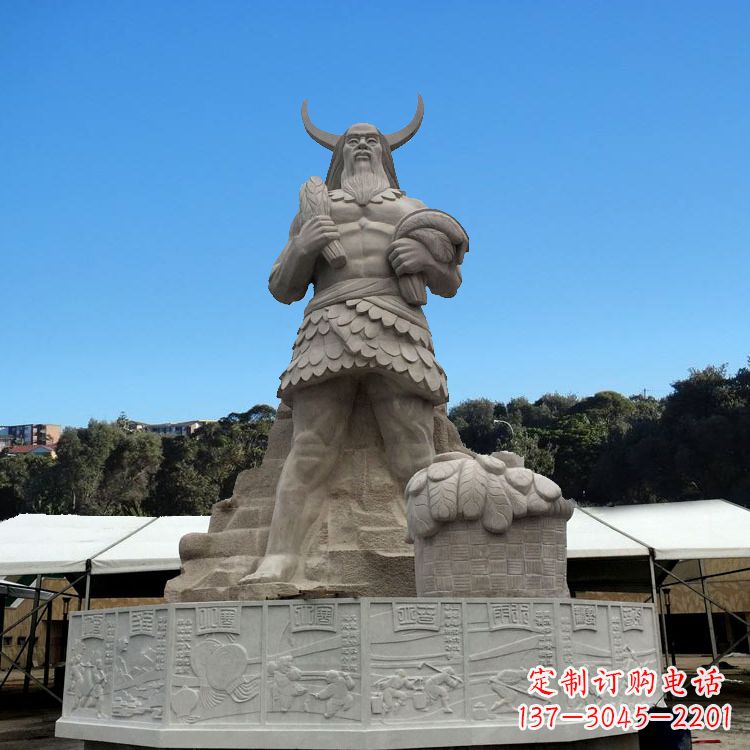 河南中国上古人物人文初祖汉白玉神农雕像
