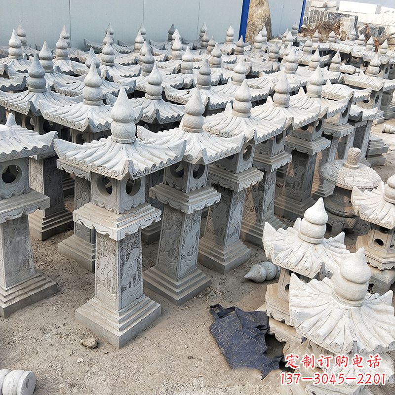 河南中式青石灯笼雕塑