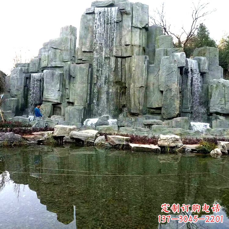 河南中式园林流水假山雕塑