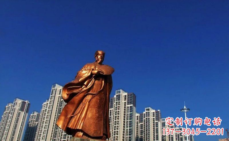 河南诸葛亮古代名人铜雕 (2)