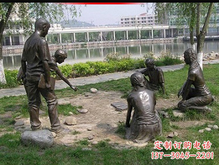 河南铸铜老师和学生雕塑
