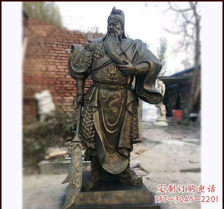 河南铸铜立式关公雕塑