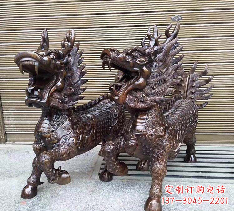河南铸铜立式麒麟