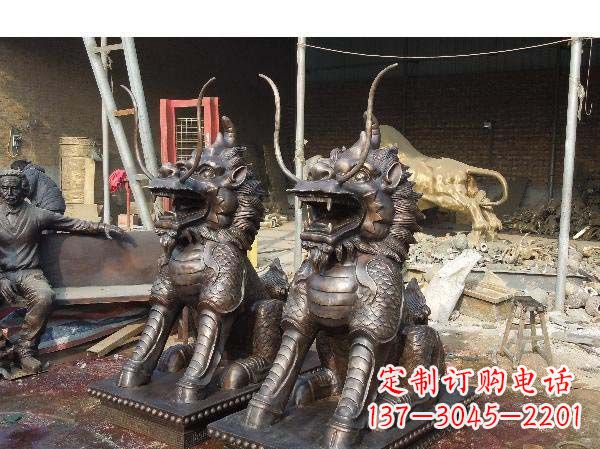 河南铸铜麒麟雕塑2221