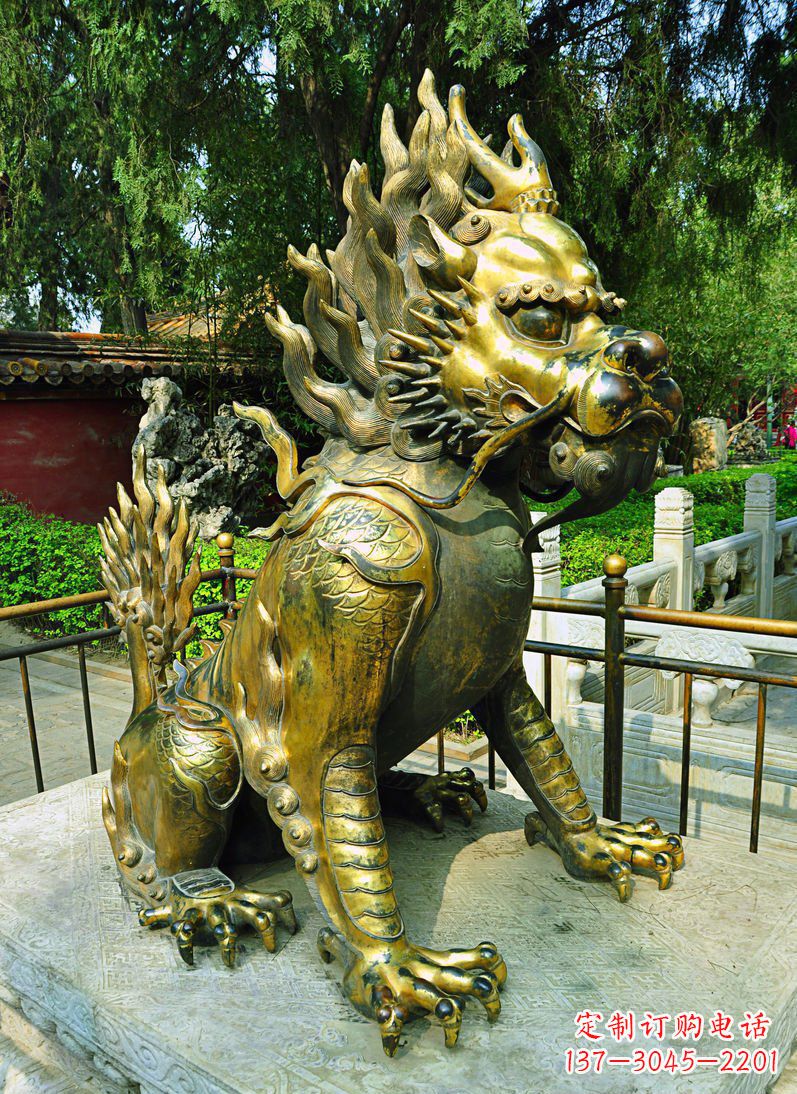 河南铸铜麒麟神兽铜雕