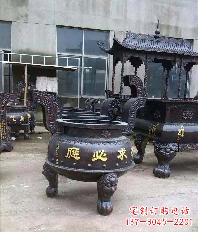 河南铸铜寺庙香炉铜雕
