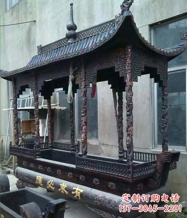 河南铸铜寺庙香炉铜雕 (2)