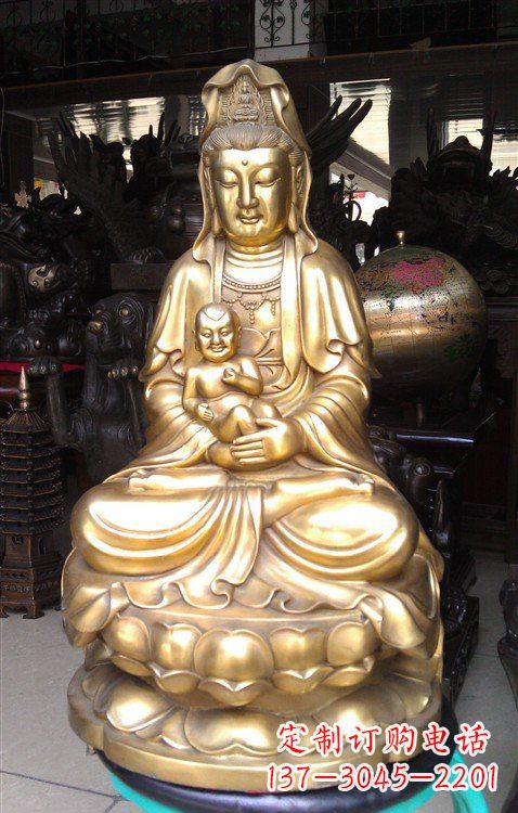 河南铸铜送子观音雕塑