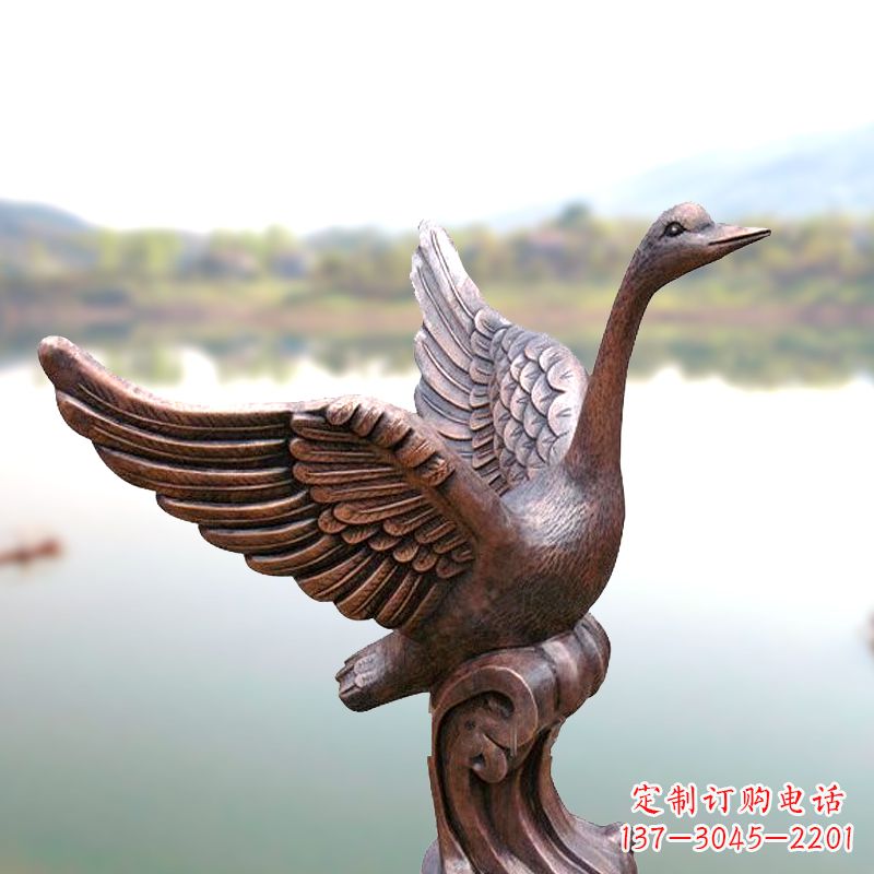 河南铸铜天鹅景观摆件