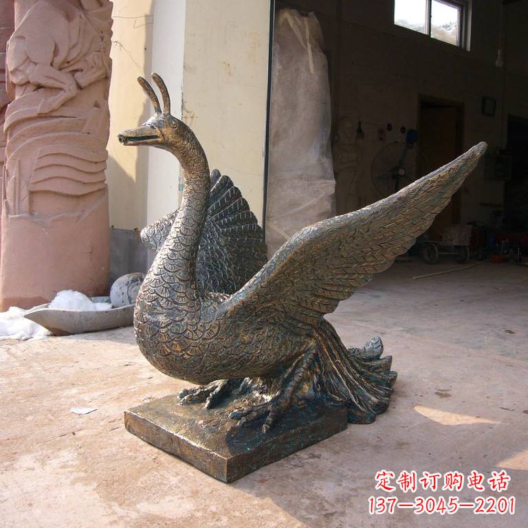 河南铸铜天之四灵朱雀雕塑摆件
