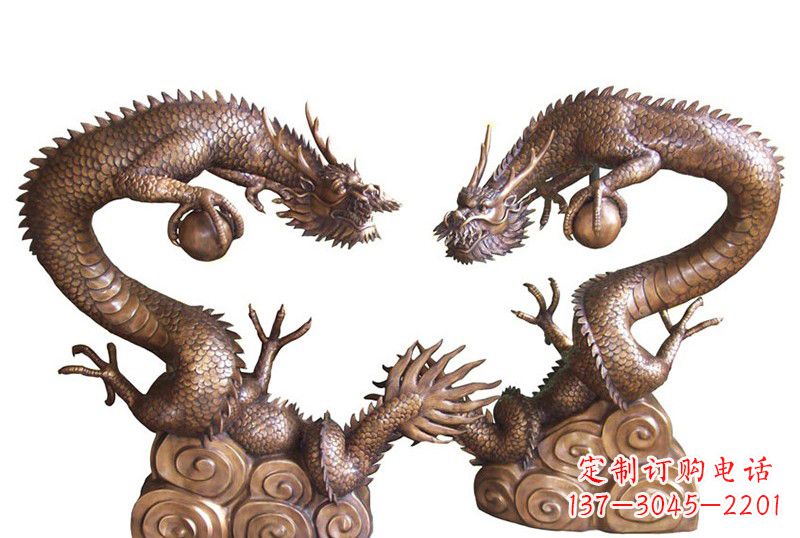 河南紫铜铸双龙戏珠