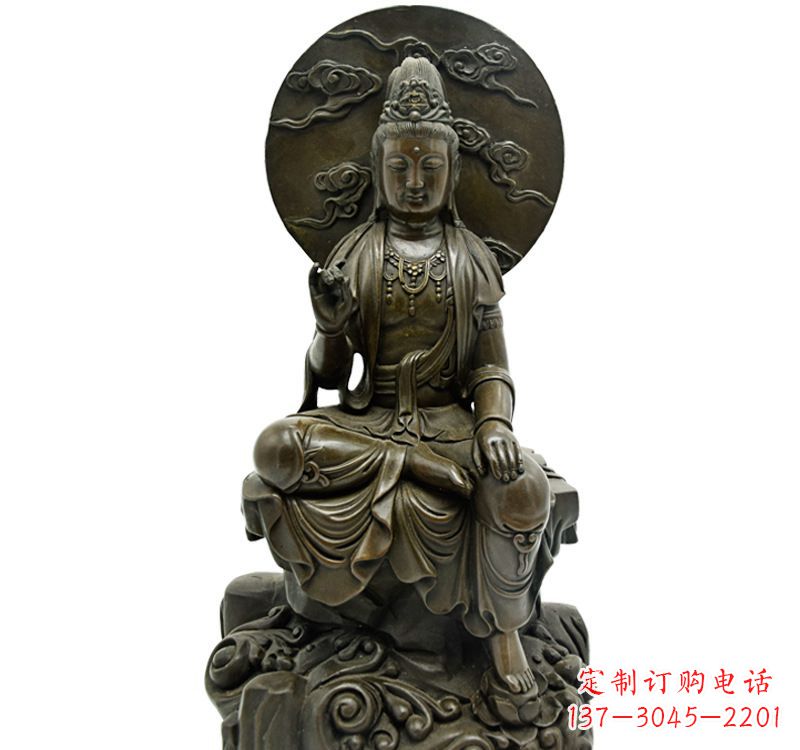 河南自在观音菩萨仿古铜雕佛像