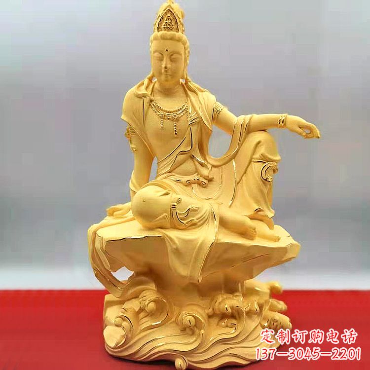 河南自在观音纯铜镀金雕塑