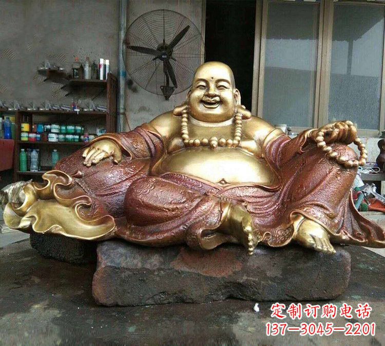 河南宗教供奉坐式弥勒佛铜雕
