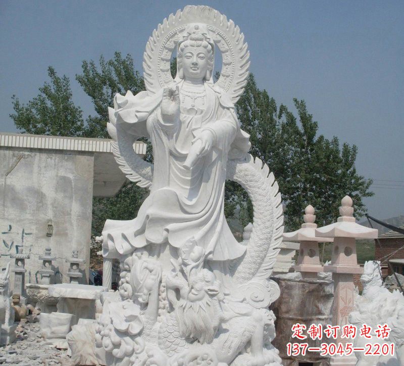 河南宗教庙宇乘龙观音石雕