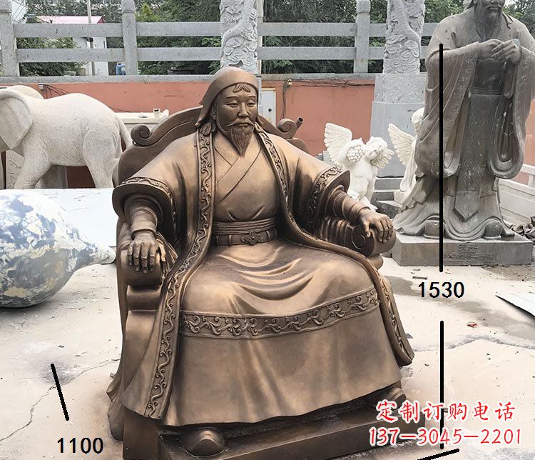 河南坐式成吉思汗铜雕 (2)