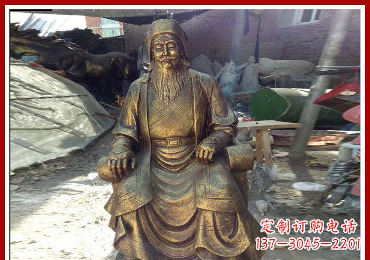 河南坐式成吉思汗铜雕