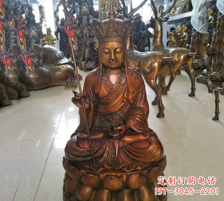 河南坐式地藏菩萨铜雕
